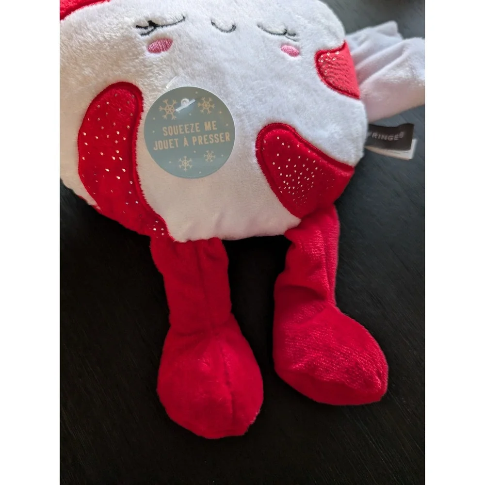 Christmas Peppermint Candy Plush Dog Toy Extra Loud Squeaker Red White New